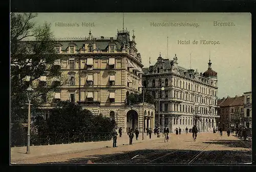 AK Bremen, Hillmanns Hotel und Hotel de l`Europe, Heerdenthorsteinweg