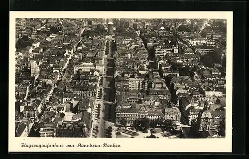 AK Mannheim, Fliegeraufnahme mit Strasse Planken
