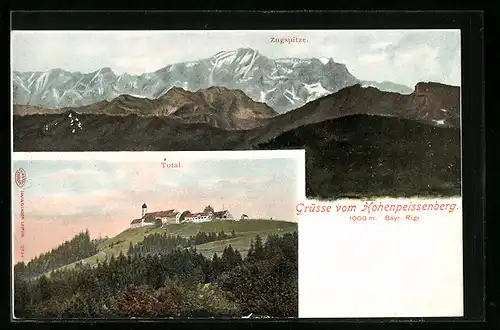 AK Hohenpeissenberg / Bayr. Rigi, Totalansicht, Zugspitze