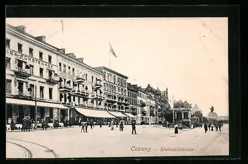 AK Coblenz, Rheinzollstrasse mit Hotel zum Riesen-Fürstenhof