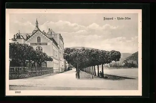 AK Boppard, Rhein-Allee mit Hushaltungs-Pensionat