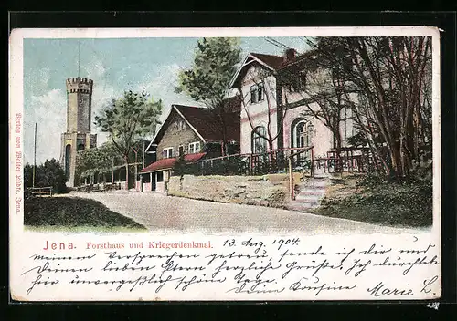 AK Jena, Forsthaus und Kriegerdenkmal