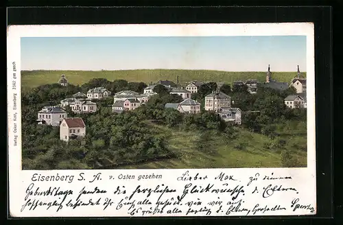 Goldfenster-AK Eisenberg /S.-A., Teilansicht von Osten gesehen
