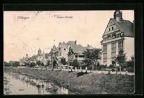 AK Villingen, Wasserpartie an der Luisen-Strasse