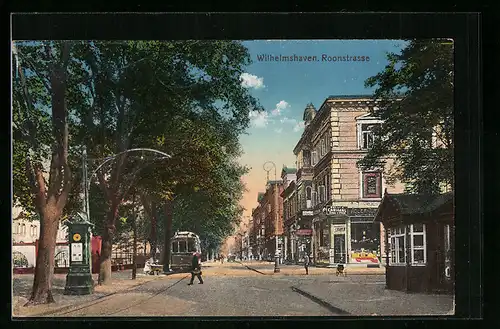AK Wilhelmshaven, Strassenbahn in der Roonstrasse