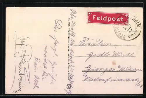 AK Untertürkheim, Stadtansicht aus der Vogelperspektive