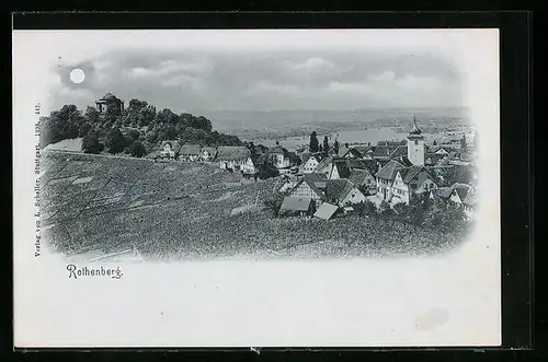 Mondschein-AK Rothenberg, Panorama im Vollmondlicht