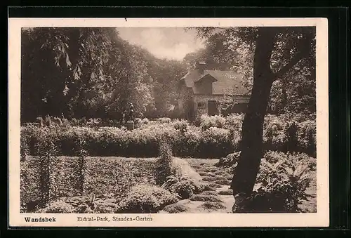 AK Hamburg-Wandsbek, Eichtal-Park, Stauden-Garten