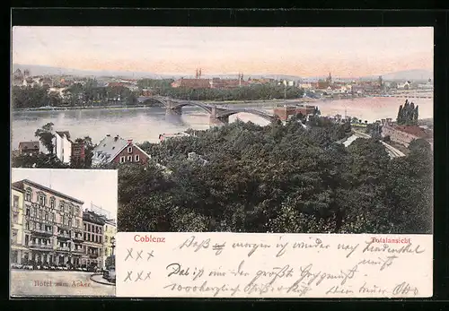 AK Coblenz, Hotel zum Anker, Totalansicht