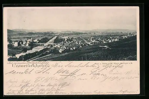 AK Untertürkheim, Panoramaansicht des Ortes