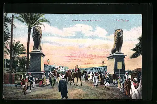 AK Le Caire, Entrée du pont de Kast-el-Nil