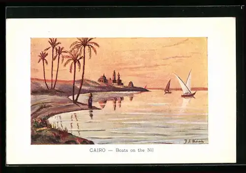 Künstler-AK Cairo, Boats on the Nil