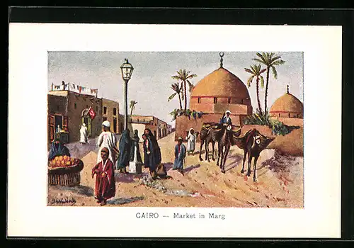 Künstler-AK Le Caire, Le Marché de Marg