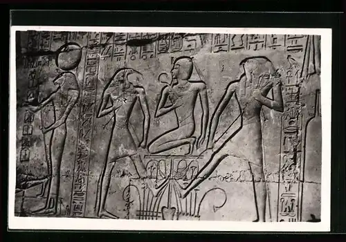 AK Karnak, Karnak Temple, Thothmes III between Horus and Toth