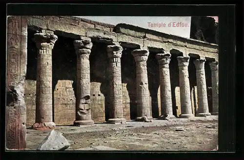 AK Edfou, Tempelanlagen mit Hieroglyphen