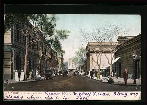 AK Le Caire, Rue de la Poste, Strassenpartie