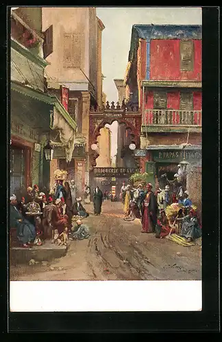 Künstler-AK Le Caire, Hôtel du Nil