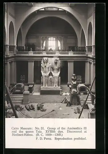 AK Cairo, Museum, Group of teh Aménothès III and the queen Taia