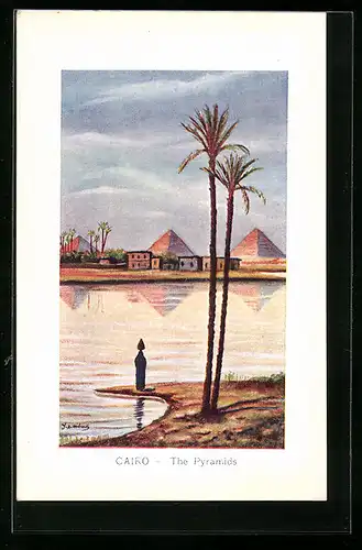 Künstler-AK Cairo, The Pyramids