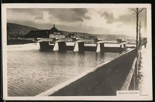 AK Untertürkheim, Flusspartie an der Brücke