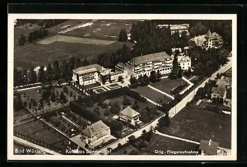 AK Bad Wörishofen, Kurhaus Sonnenhof vom Flugzeug aus