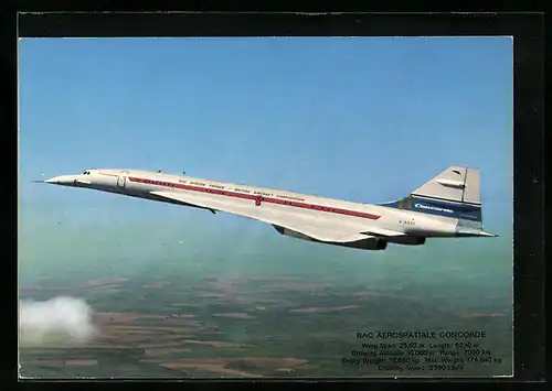 AK Das Flugzeug BAC Aerospatiale Concorde, Sud Aviation France