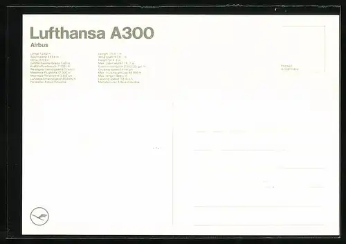 AK Das Flugzeug Airbus A300 von Lufthansa