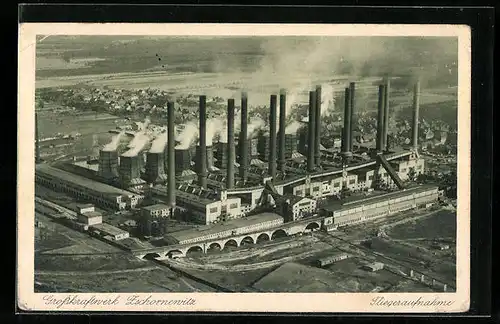 AK Zschornewitz /Bez. Halle, Gross-Kraftwerk Zschornewitz vom Flugzeug aus