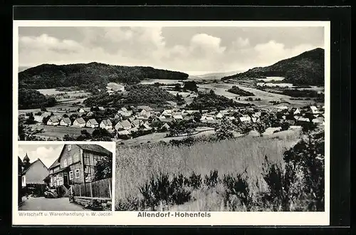 AK Allendorf-Hohenfels, Warenhandlung W. Jacobi, Ortspanorama