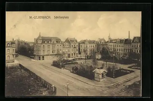AK M.-Gladbach, Der Schillerplatz aus der Vogelschau