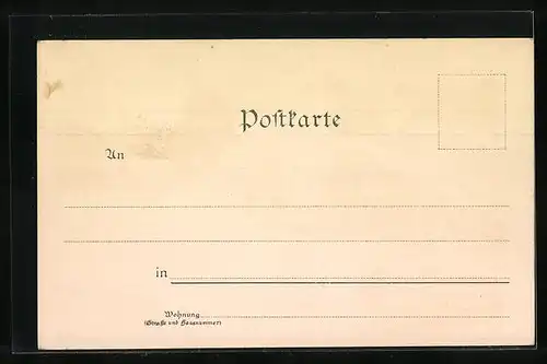 Lithographie Halle a. S., Promenade u. Post, Francke-Stiftung, Klinische-Anstalten