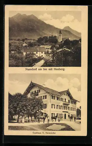 AK Nussdorf am Inn, Gasthaus K. Bernrider, Teilansicht