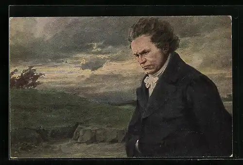 Künstler-AK Portrait Beethoven im Sturm