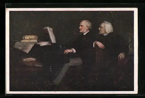 AK Liszt und Wagner sitzen am Flügel