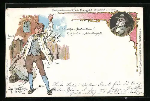 Lithographie Möllerknecht Friedrich aus Fritz Reuters Stromtid, Fritz Reuter