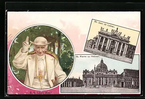 AK Vatican, St. Jean de Latran, St. Pierre, Papst Leo XIII.