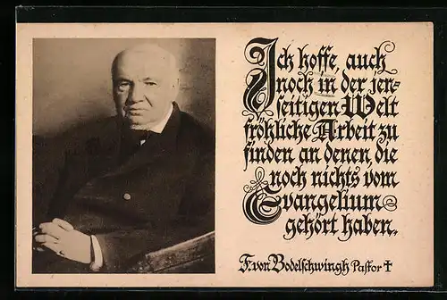 AK Portrait F. von Bodelschwingh, Pastor