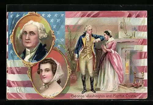 Künstler-AK George Washington and Martha Custis
