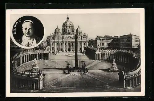 AK Rom, Blick zum Petersdom, Portrait Papst Pius XI.