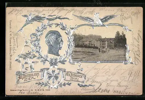 AK Friedrichsruh, Schloss, Portrait von Bismarck