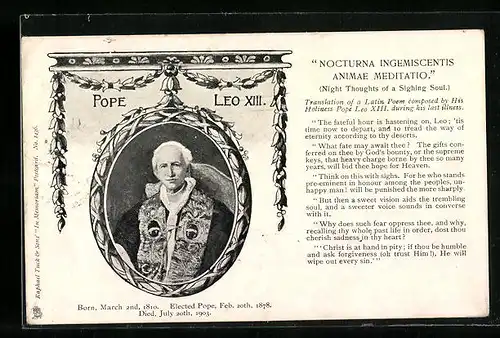 AK Nocturna Ingemiscentis Animae Meditatio, Papst Leo XIII.