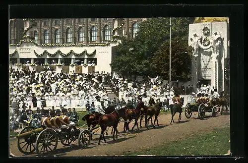 AK Wien, Huldigungsfestzug 1908, Artillerie aus der Zeit Erzherzog Karls