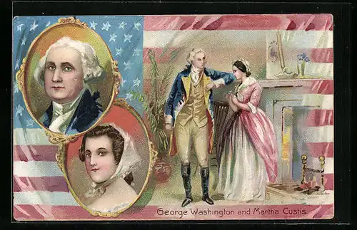 Künstler-AK George Washington and Martha Custis