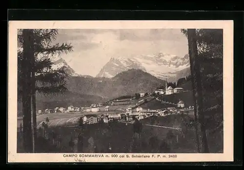 AK Campo Sommariva, Gesamtansicht mit Bergen aus der Vogelschau
