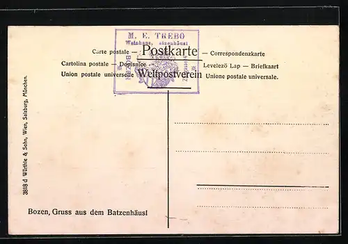 AK Bozen, Gasthaus Batzenhäusl, Innenansicht