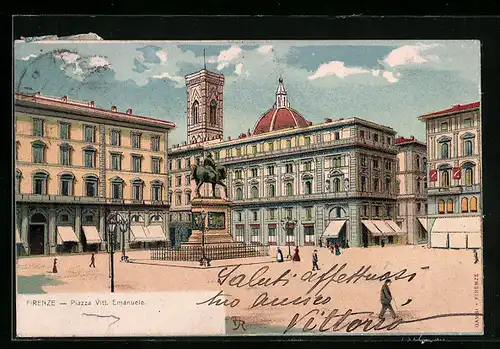 Künstler-AK Firenze, Piazza Vittorio Emanuele