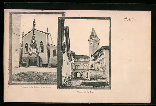 AK Aosta, Facciata della Chiesa di S. Orso, Priorato di S. Orso