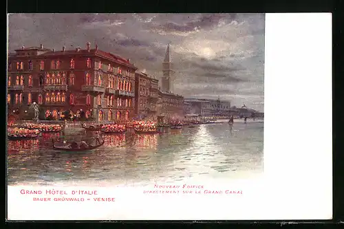 Künstler-AK Venedig, Grand Hotel d`Italie, Bauer Grünwald
