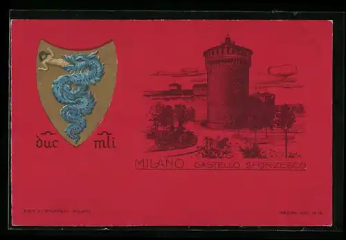 Präge-AK Milano, Castello Sforzesco, Wappen