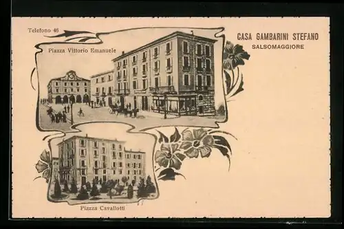 AK Salsomaggiore, Casa Gambarini Stefano, Piazza Cavallotti, Piazza Vittorio Emanuele